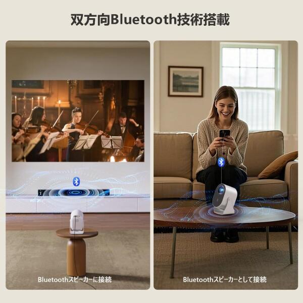 プロジェクター 家庭用 小型 天井投影 自動台形補正 360回転 