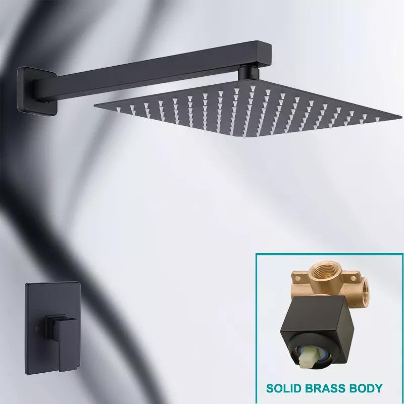 新発売の ステンレス製壁掛け式シャワーセット,10インチ,正方形,回転アーム付き,黒 シャワーユニット - www.schussler.cl