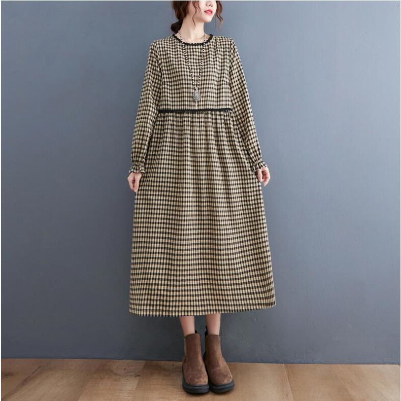 【極美品】スタイリング　チェック柄　ロングワンピース ワンピース レディース ロングワンピース チェック柄 長袖 折襟