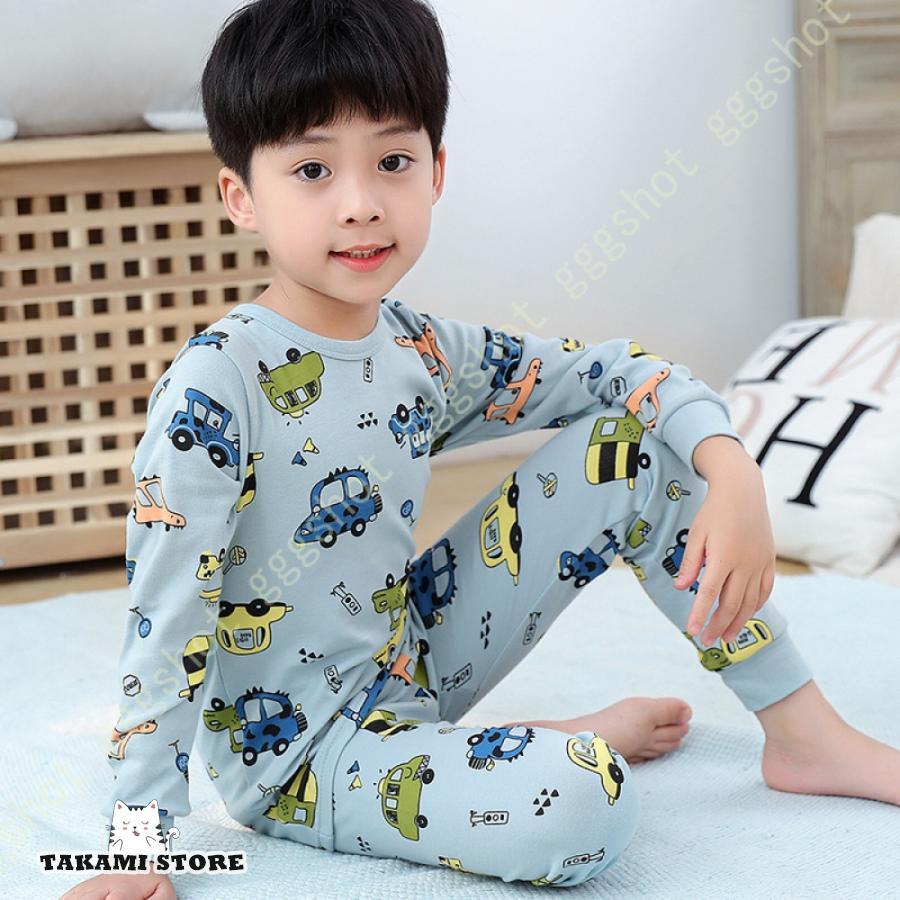 キッズ 男児?女児 綿 ルームウェア 長袖 パジャマ ねまき 上下