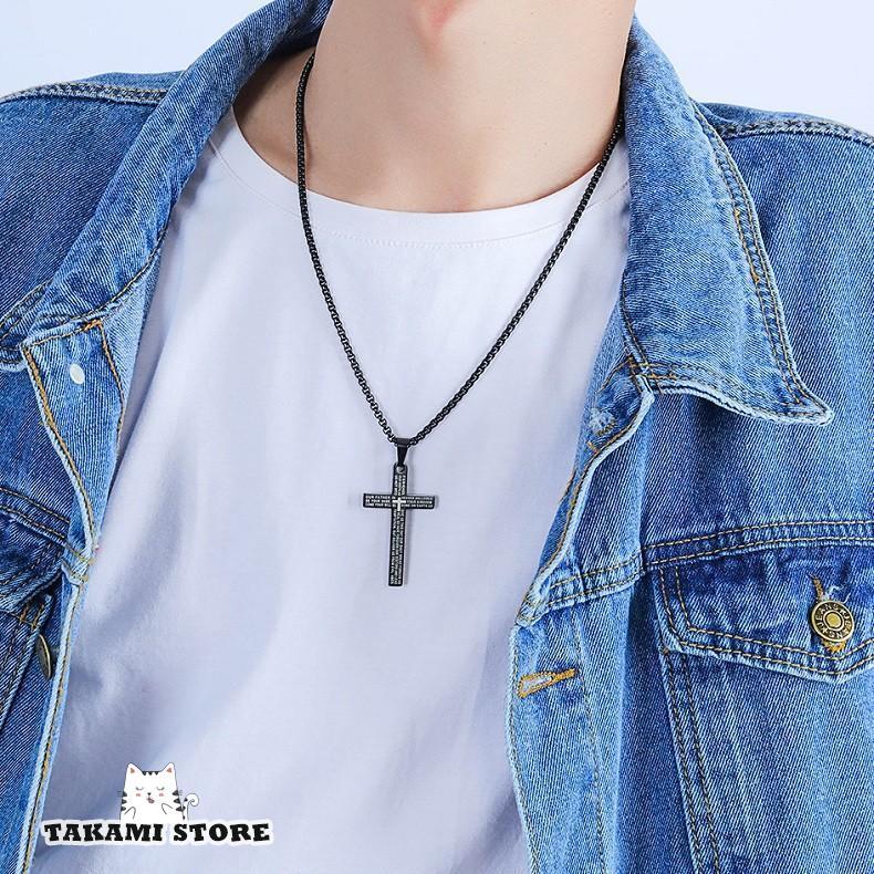 ネックレス メンズ ステンレス クロス 聖書 主の祈り 祈祷文