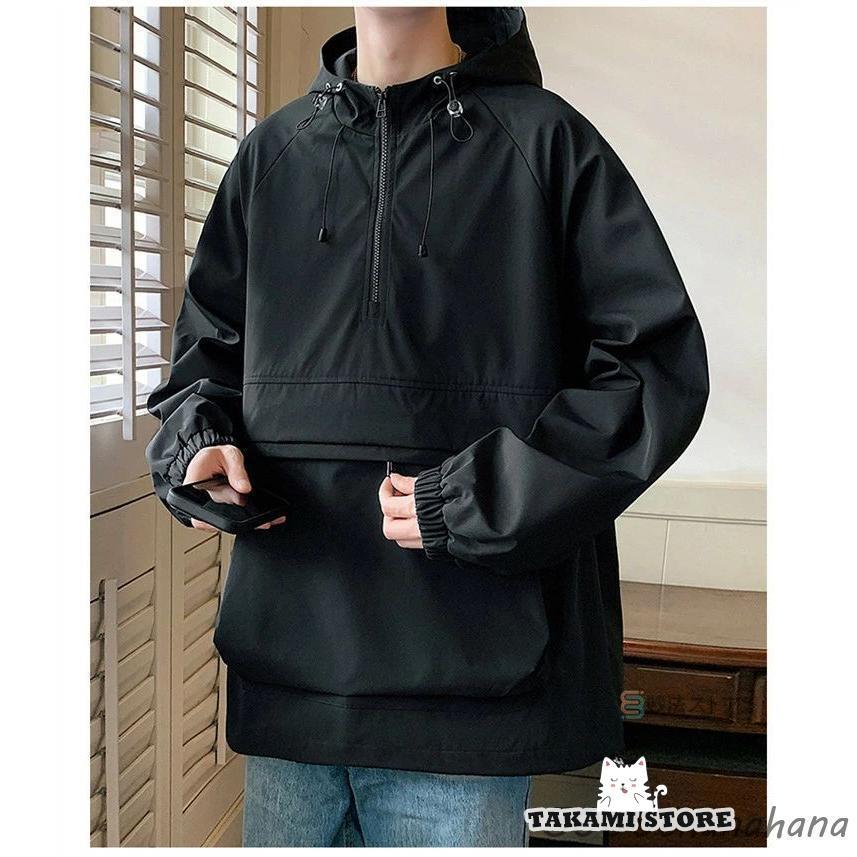 アノラックパーカー メンズ マウンテンパーカー ハーフジップ プル