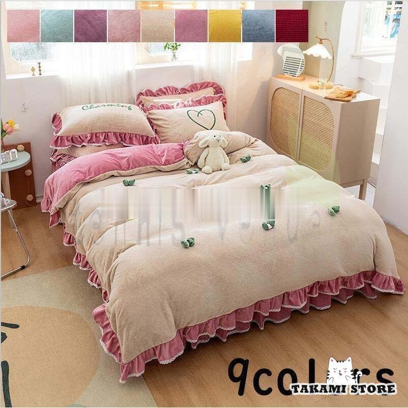 寝具カバーセット セミダブル フランネル ダブル ベッド用 掛け布団カバー 布団 寝具 枕カバー ボックスシーツ 敷き布団カバー 可愛い新生活 フランネル 布団カバー 秋冬用 タカミストア 3点セット ベッド用 Sf0517 Sjt2864 購入 安い