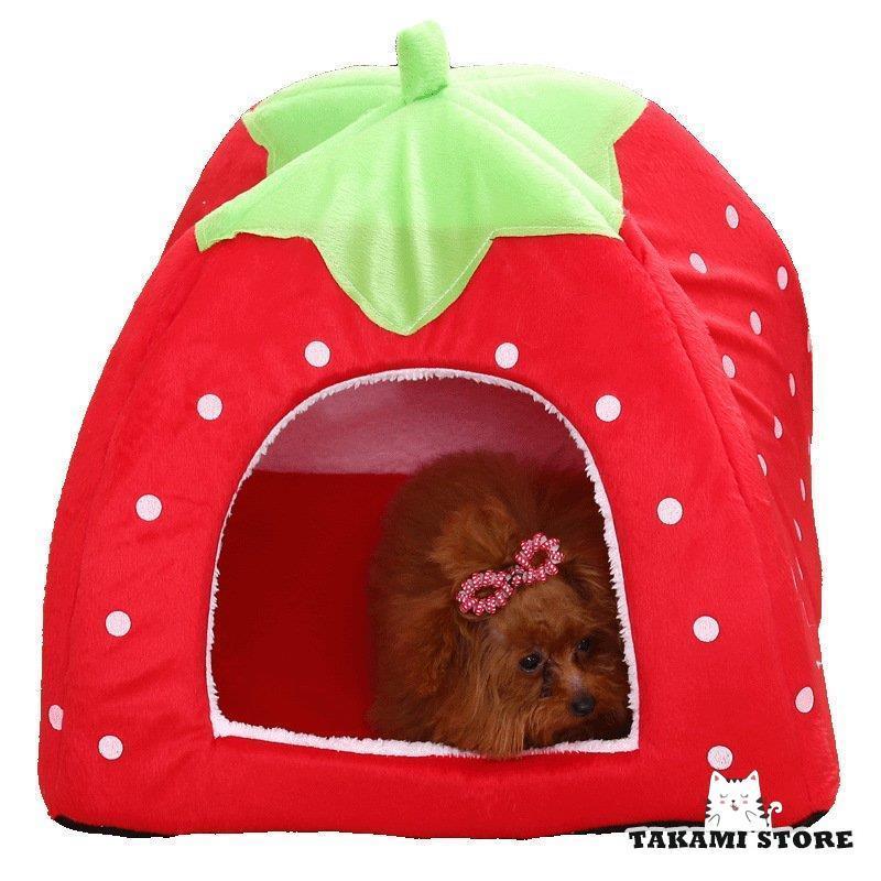 いちご型 猫 犬 ベッド ペットハウス ハウス & 小型犬 犬小屋 室内用