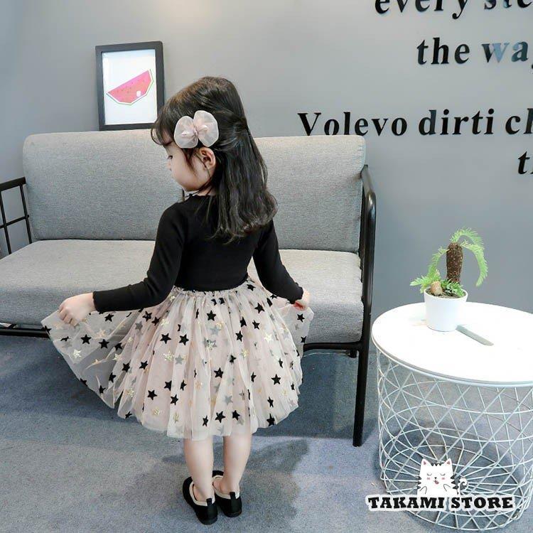 子供 ドレス 韓国子供服 春秋 子供 ワンピース 女の子 子供 キッズ フォーマルワンピース 星柄 可愛い 魅力的な価格