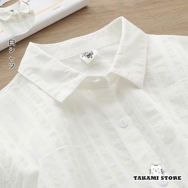 シャツ ブラウス 綿 レディース 白シャツ ホワイト カットソー 無地 長袖 春 夏 長袖シャツ コットン シンプル 通学 部屋着 大きいサイズ 重ね着 通勤 Sf05 Lshirt48 タカミストア 通販 Yahoo ショッピング