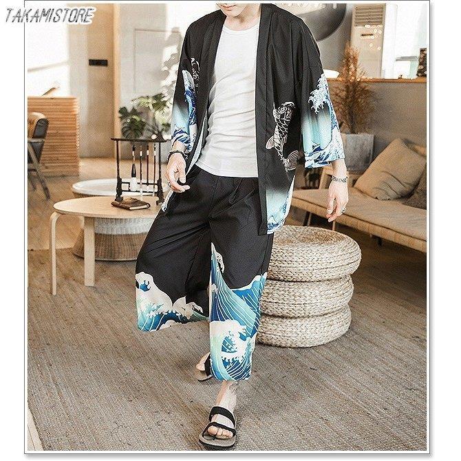 甚平 メンズ セットアップ 夏 祭り 羽織 法被 作務衣 半被 半纏 半袖