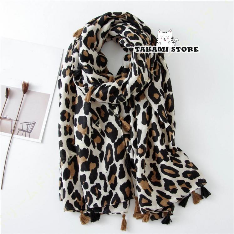 レオパード ヒョウ柄 ストール 大判 ショール ブルー マフラー 青 スカーフ レオパード柄 大判 コットン リネン ストール マフラー 綿 大人