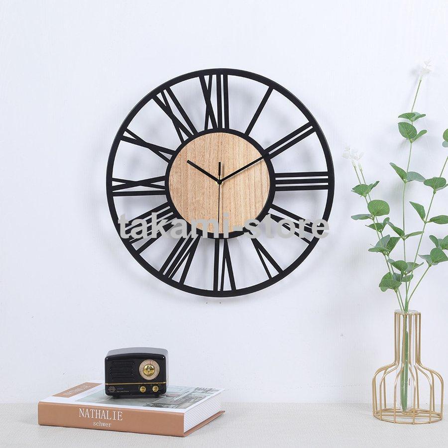 壁掛け時計 掛け時計 おしゃれ 金属製 クロック ローマ字