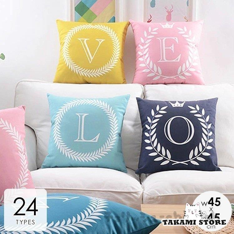 クッションカバー カバーのみ 北欧 45×45cm おしゃれ 英字 イニシャル
