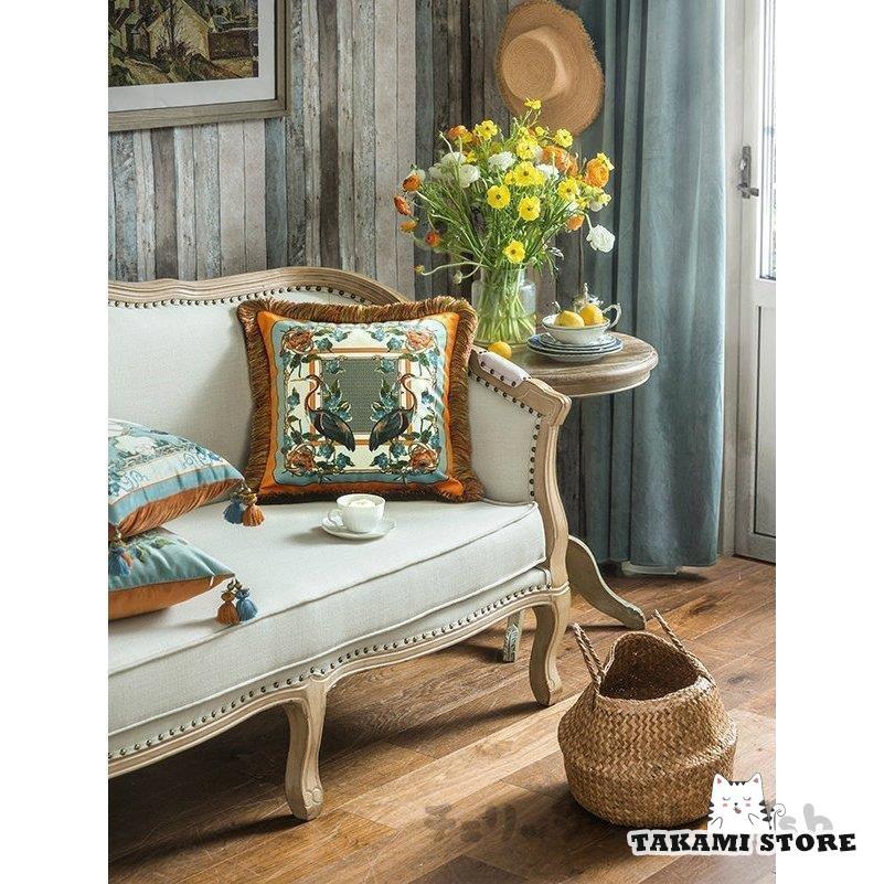 クレートカバーS　北欧花柄カフェオレ クッションカバー カバーのみ 北欧 45×45cm おしゃれ 高級感