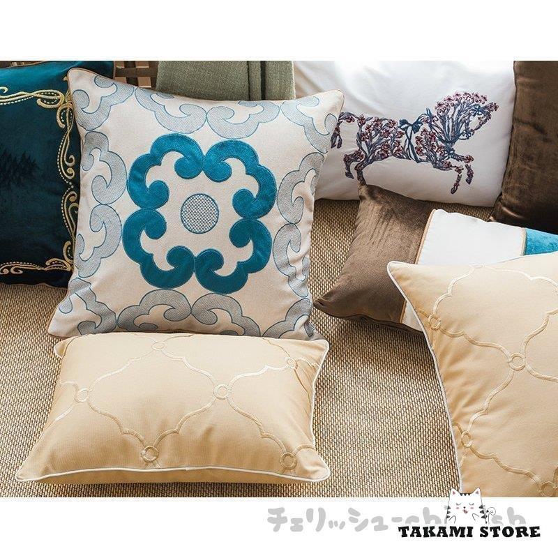 ４個　アメリカ製 Cross Canvas スマイル クッションカバー ベージュ クラシック ペイズリー柄 クッションカバー パールグレー