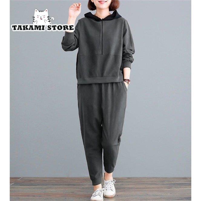 ジャージ スウェット レディース 上下セット フード付き パーカー