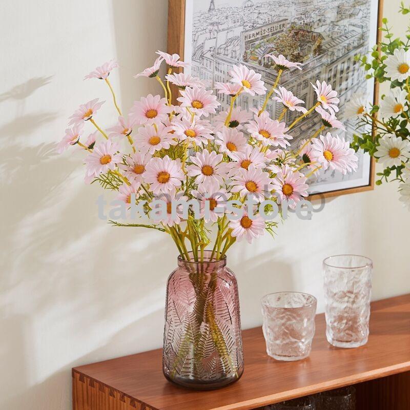 花束 アレンジメント デイジー ブーケ 5ピース 50cm 人工 造花 花 植物