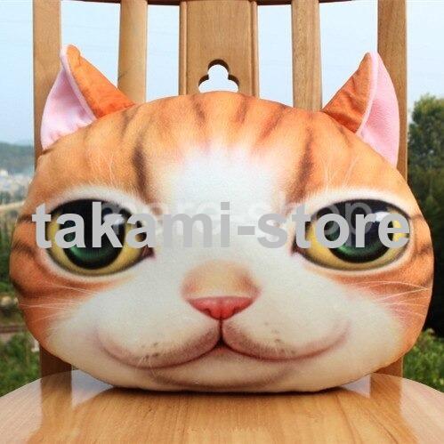 クッション リアル 垂れ目なネコの顔 猫 ねこ プリント かわいい