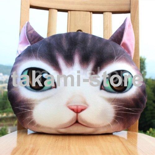 クッション リアル 垂れ目なネコの顔 猫 ねこ プリント かわいい
