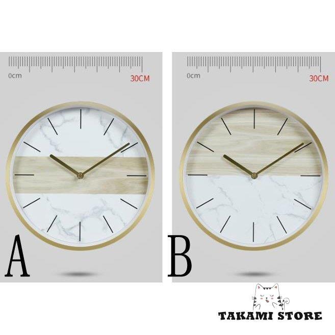壁掛け時計　金属製　木目　大理石目　ウォールクロック　モダン　シンプル　静音　北欧　デコレーション　個性的　リビングルーム　オフィス　おしゃれ