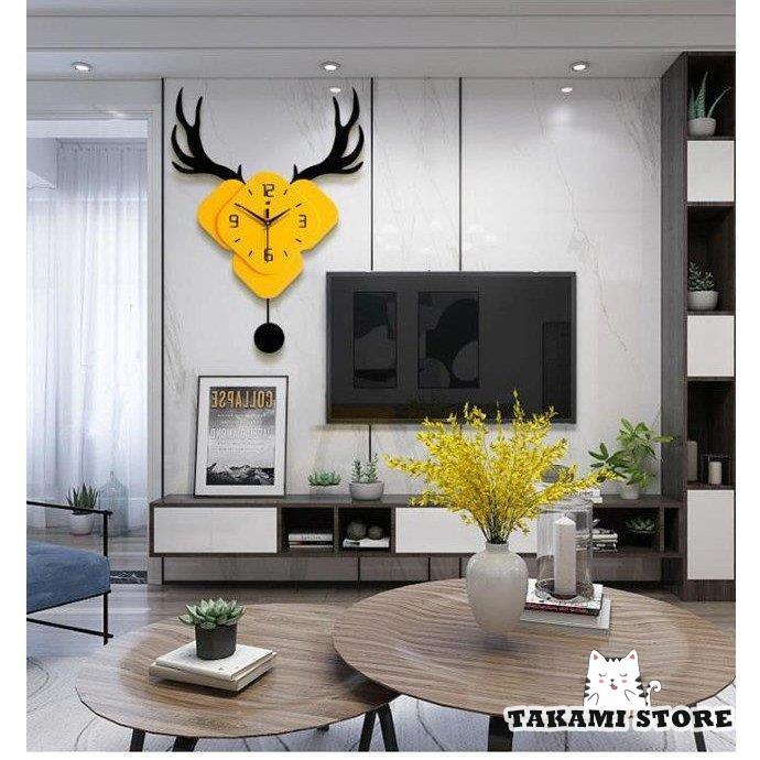 壁掛け時計 北欧 アクリル オシャレ トナカイの角 静音 ウォール