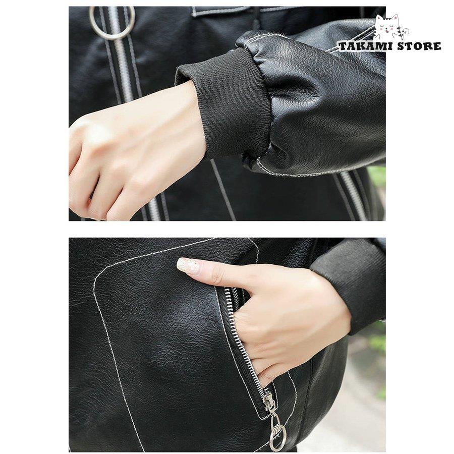 レザージャケット レディース 革ジャン フード ショート丈 ブルゾン 裏