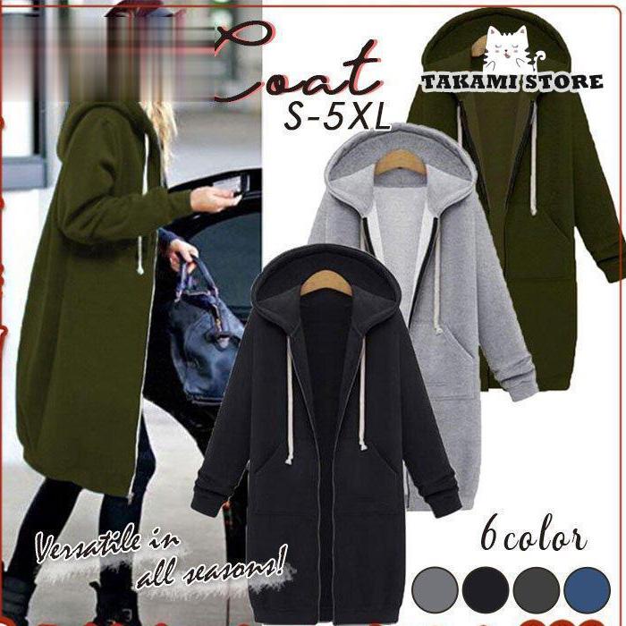 パーカー レディース トップス 裏起毛 スウェット ロング丈 4色 体型