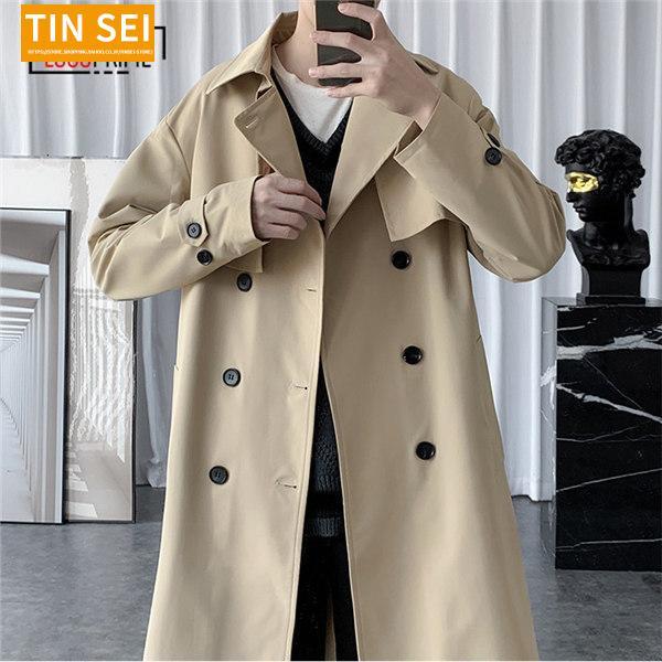 大きいサイズ ダブルチェスターコート ロングコート 金ボタン カーキグレー improves チェスターコート メンズ メルトン ロングコート