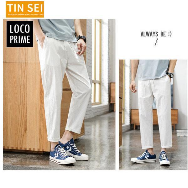 夏 ワイドパンツ メンズ リネンパンツ 白 ホワイト 綿麻 チノパン