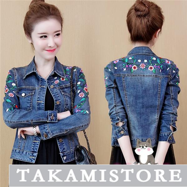 目玉 デニムジャケット ジージャン レディース 春秋 アウター 大きい