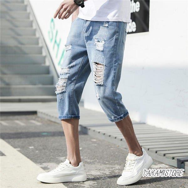 Seal限定商品 ボトムス パンツ 涼しく快適 クロップドパンツ メンズ ダメージデニム クロップドパンツ メンズ ダメージデニム ジーパン デニムパンツ ハーフパンツ 短パン 七分丈パンツ ファッション しゃれ 夏 涼しく快適 Www Threeriversofs Com