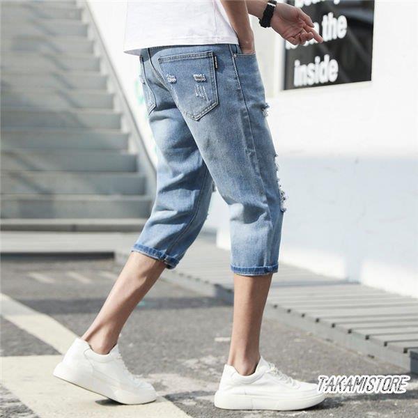 Seal限定商品 ボトムス パンツ 涼しく快適 クロップドパンツ メンズ ダメージデニム クロップドパンツ メンズ ダメージデニム ジーパン デニムパンツ ハーフパンツ 短パン 七分丈パンツ ファッション しゃれ 夏 涼しく快適 Www Threeriversofs Com