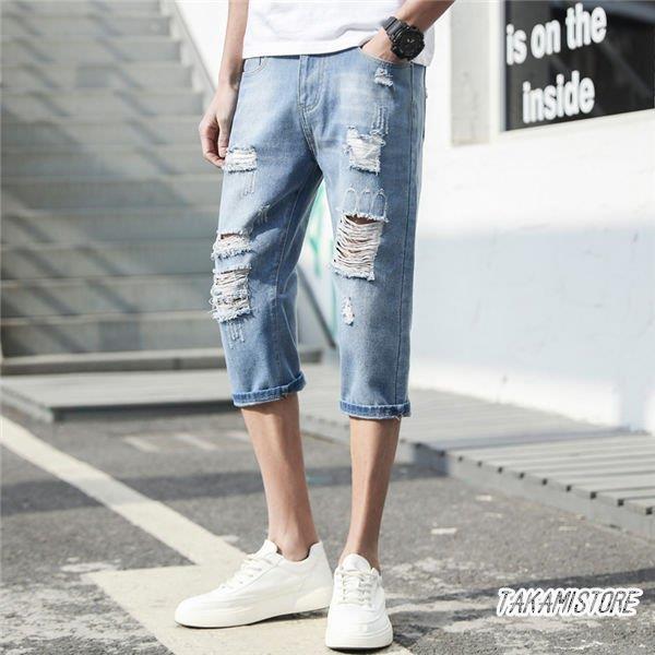 ファッションの ボトムス パンツ 涼しく快適 クロップドパンツ メンズ ダメージデニム クロップドパンツ メンズ ダメージデニム ジーパン デニムパンツ ハーフパンツ 短パン 七分丈パンツ ファッション しゃれ 夏 涼しく快適 Www Threeriversofs Com