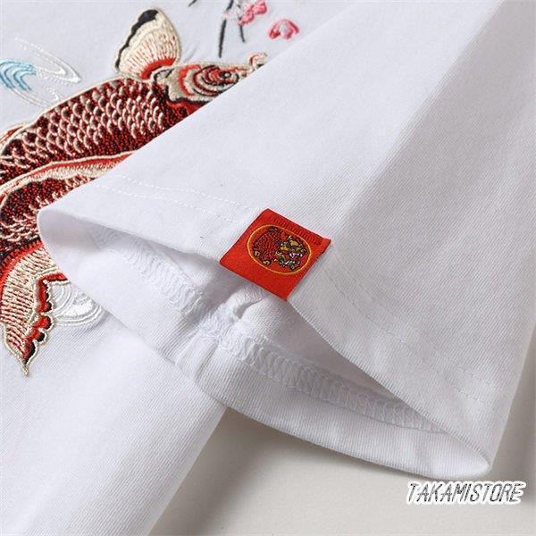 【希少柄】華鳥風月 刺繍 和柄 前後 鯉の滝登り赤 黒 紅葉 ストレート 希少柄】華鳥風月 刺繍 和柄 前後 鯉の滝登り赤 黒 紅葉