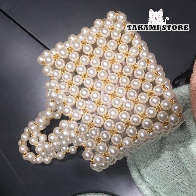 ビーズバッグ レディース 肩掛け 手提げ ハンドバッグ パール 2タイプ