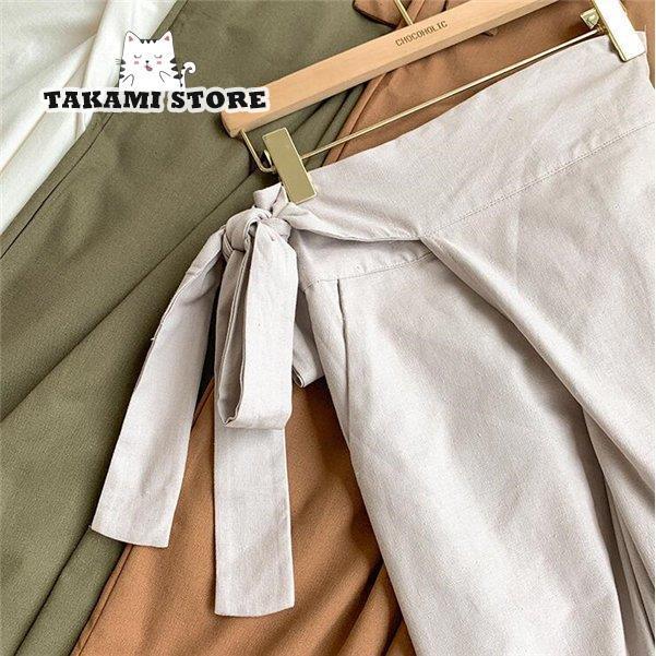 パンツ レディース 上品 ワイドパンツ カシュクールパンツ ウエスト