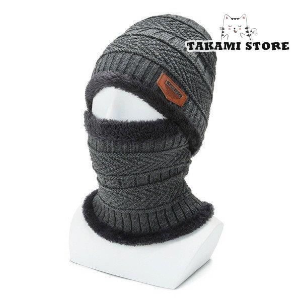 HUNTING WORLD 新品未使用ラムウールマフラー＋ニットキャップセット ニット帽 ポンポン付き 2WAY マフラーになる メンズ レディース 帽子