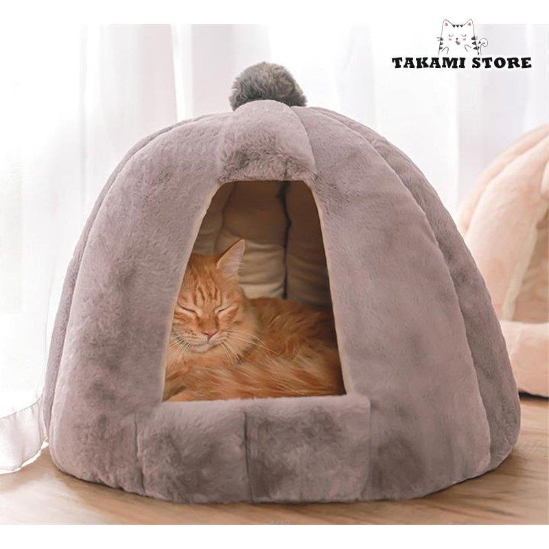 【ご予約】猫用ベッド ブラウン＋ベージュ　合計2個 猫ハウス ベッドマット 猫用ベッド ドーム型 冬用 ペットハウス