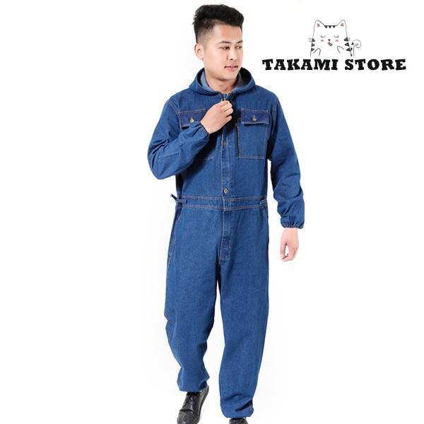 防寒つなぎ デニム作業服 作業着セットアップ メンズ