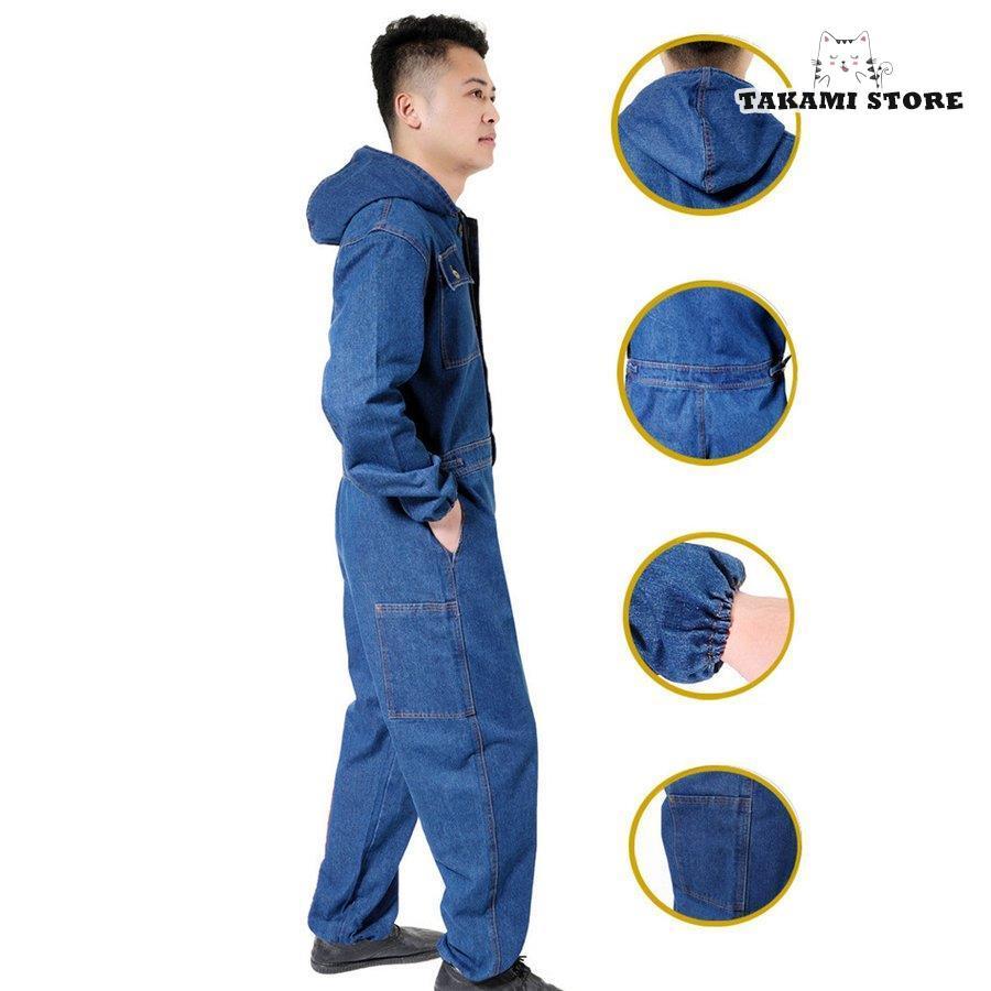 防寒つなぎ デニム作業服 作業着セットアップ メンズ オーバーオール