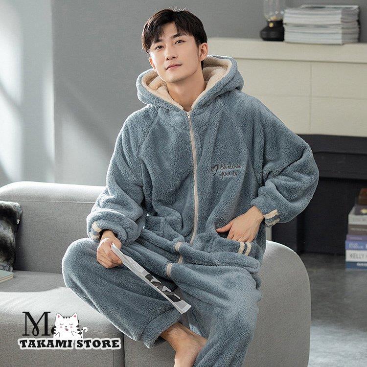 ルームウェア・パジャマ tkc パジャマ メンズ おしゃれ フランネル つなぎルームウェア フード付き