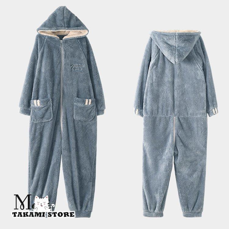 パジャマ メンズ おしゃれ フランネル つなぎルームウェア フード付き