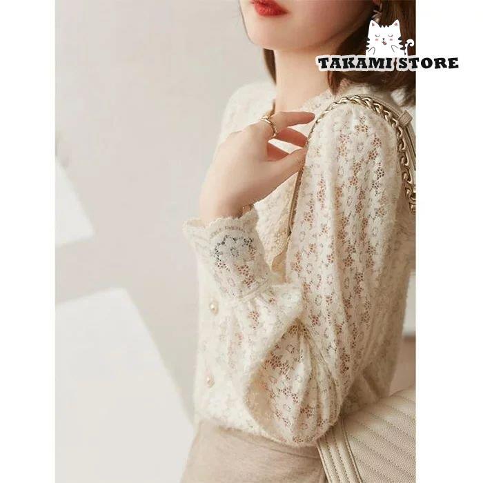 花柄レース ニットカーディガン レディース ファッション