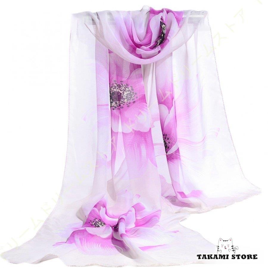 スカーフ シルク 大判 ストール マフラー シフォン フルール 花