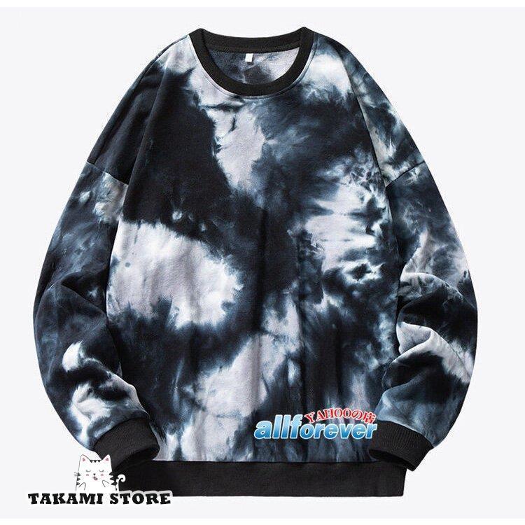 グレー タイダイ風 長袖トレーナー 長袖トレーナー メンズ タイダイ染め トレーナー 配色 ロンT