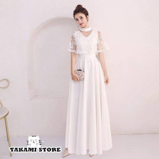 グレー レース マキシドレス ノースリーブ Lace Ladies リーフ柄 総レース 七分袖ロングワンピース
