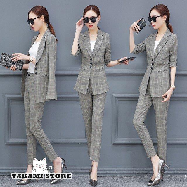 送料無料 新品 パンツスーツ レディース おしゃれ セットアップ グレンチェック スーツ 大きいサイズ 3l 通勤服 オフィス 代 30代 40代 Miamiadschool Danielmall Com