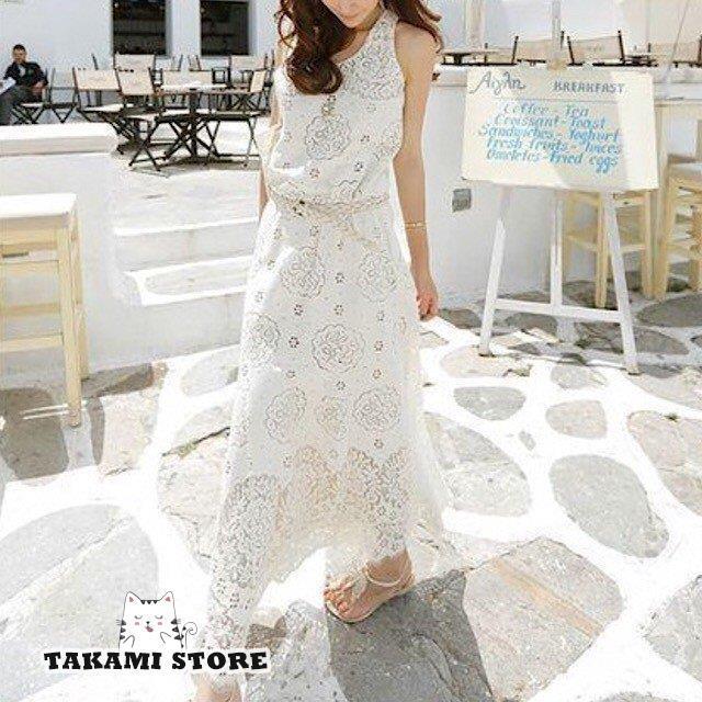 レース スリム ロング ドレス ワンピース マキシ 春 夏