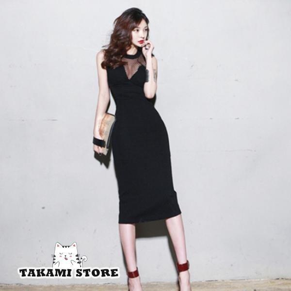 メッシュ 切り替え タイト ドレス ワンピース ノースリーブ ハイウエスト パーティー 二次会 お呼ばれ 結婚式 パーティードレス