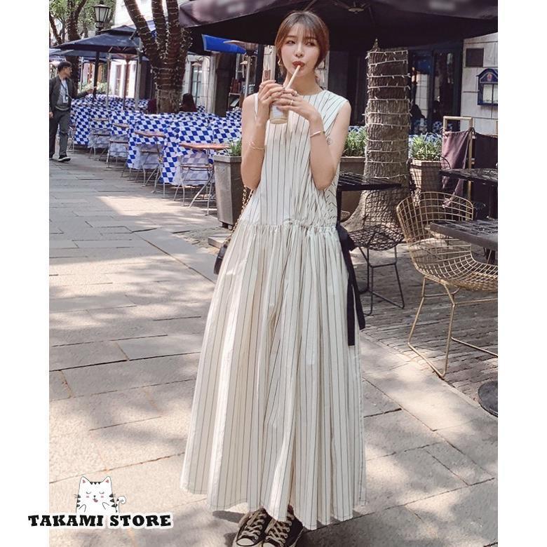 ストライプ ワンピース レディース 夏 ノースリーブ ロング