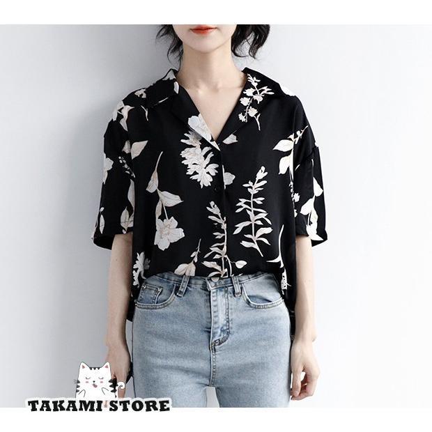 アロハシャツ トップス レディース シャツ 半袖 春夏 ボタニカル柄 花