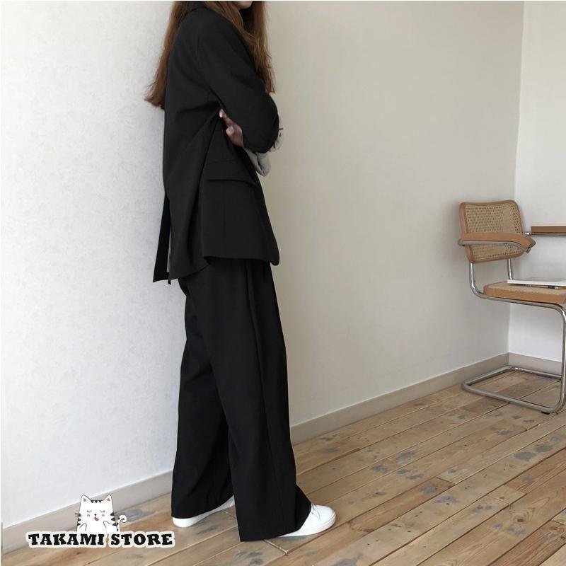 スーツセット セットアップ レディース 黒 パンツスーツ ジャケット