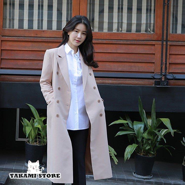 トレンチコート ロング レディース 紐なし ベルトなし テロンチコート